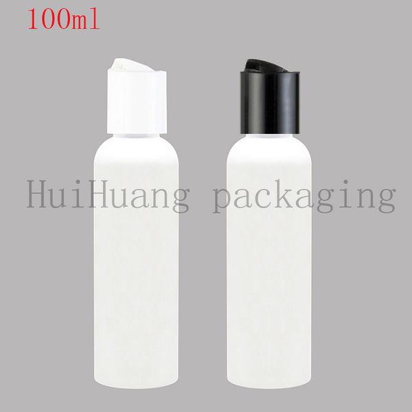 100pcs 100ml disque bouchon à vis cosmétiques bouteille, récipient en plastique, blanc vide savon liquide shampooing bouteilles 100cc bouteille blanche