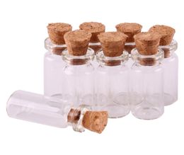 100pcs 10245 mm 08ml Mini bouteilles en verre transparent minuscules flacons de pots avec bouchon de liège bricolage Craft6936411