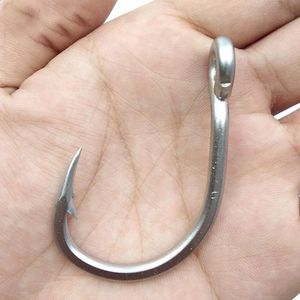 100pcs 10884 en acier inoxydable blanc Strong Big Game Fish Tuna Bait Fishing Hooks Taille 3/0 4/0 5/0 6/0 7/0 8/0 9/0 10/0 5.0 240328