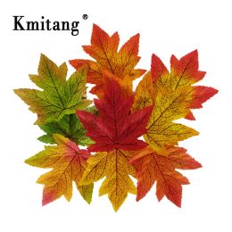 100pcs 10cm d'automne laisse des feuilles de maple artificielles feuillage arbre de soie fausses plantes pour la fête de mariage halloween de Noël décor