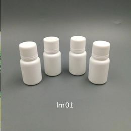 100 Uds., 10ml, 10cc, 10g, pequeños recipientes de plástico, botella de pastillas con tapas selladas, botellas de medicina de pastillas de plástico redondas blancas vacías Gfitf