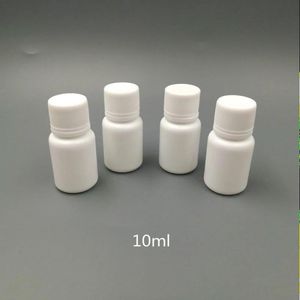 100 stks 10 ml 10cc 10g kleine plastic containers pil fles met seal cap deksels, lege witte ronde plastic pil geneeskunde flessen Xsmbu Ecsec