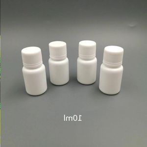 100 stks 10 ml 10cc 10g kleine plastic containers pil fles met seal cap deksels, lege witte ronde plastic pil geneeskunde flessen Josoj