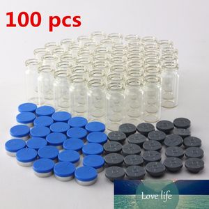 100 pièces 10 ML flacon/bouchon en verre d'injection transparent avec bouchons rabattables petites bouteilles de médicament conteneurs de liquide de Test expérimental