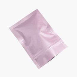 100 stks 10x15cm glanzend roze aluminiumfolie ritssluiting verpakking tas voedsel snack koffie geurbestendige opbergzakken