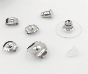 100 pièces 12x6mm couleur argent en acier inoxydable bijoux accessoires boucle d'oreille arrière bouchon paramètres Base oreille goujons arrière bricolage faisant des résultats 2889419