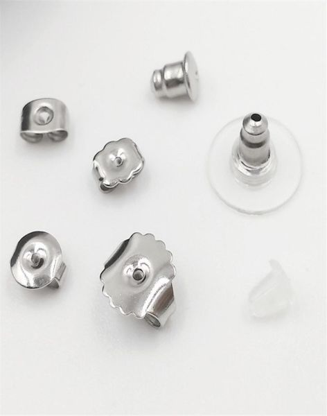 100 pièces 12x6mm couleur argent en acier inoxydable bijoux accessoires boucle d'oreille arrière bouchon paramètres Base oreille goujons arrière bricolage faisant des résultats 2385277