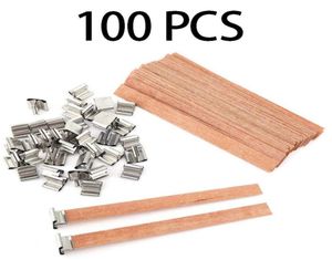 100pcs 13 cm en bois de bougie avec stand de fer DIY CORE NATUREUX POUR FÊTE D'ANNIVERSUR