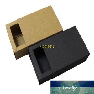100 stks 14 * 7 * 3 cm zwart beige lade verpakking box geschenk strikje verpakking kraftpapier carft kartonnen dozen1