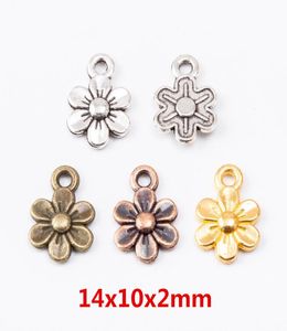 100pcs 1410 mm Couleur argentée Gold Rose Plum Charmes de fleur de bronze antique Pendants pour bracelet Boucle d'oreille DIY BIJOURS MAISON8201910