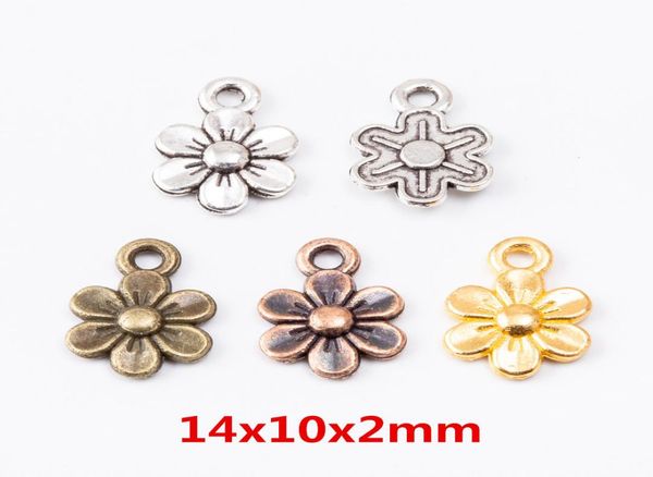 100 Uds. 1410MM color plata oro rosa flor de ciruelo encantos bronce antiguo colgantes de metal para pulsera pendiente diy fabricación de joyas 1173876