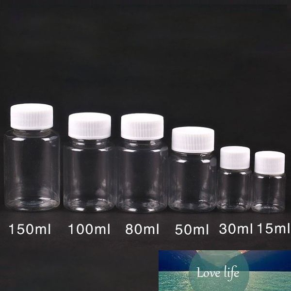 100 pièces 15 ml/30 ml en plastique PET clair vide joint bouteille solide poudre médecine pilule flacon conteneur réactif emballage bouteille
