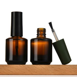 100 Uds. Botella de vidrio vacía para esmalte de uñas de 15ml, contenedores de esmalte de 1/2oz, botellas de vidrio con tapa de cepillo, escarcha negra transparente