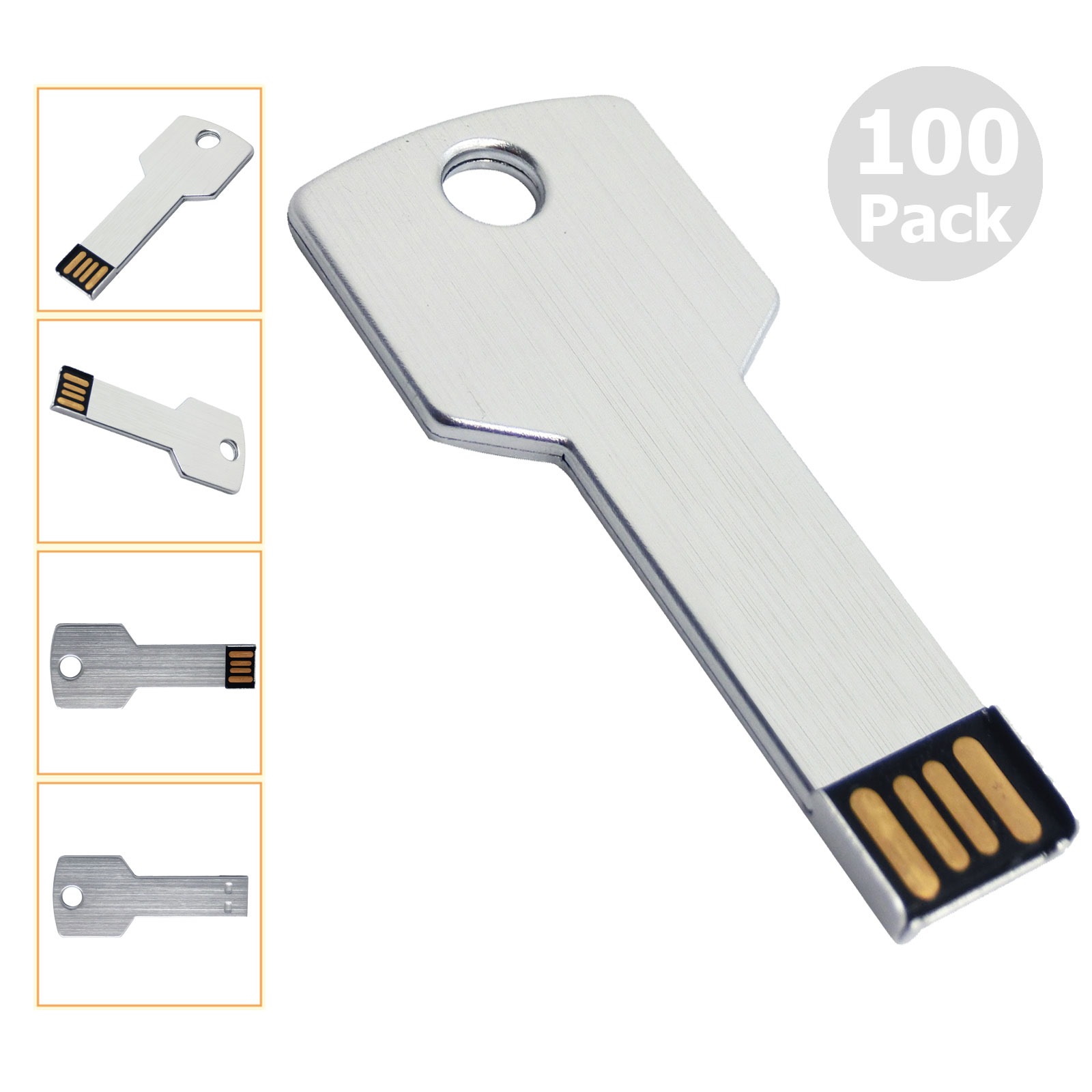Free Shipping 100pcs 16GB USB 2.0 Flash Drives Flash Memory Stick Metal Key Blank Media for PC Laptop Macbook Thumb Pen Drives Multicolors