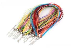 100 stks 18quot DIY Sieraden Maken Organza Lint Ketting Strap Cords Kleurrijke Voile String Karabijn Waxkoord Chain6746393