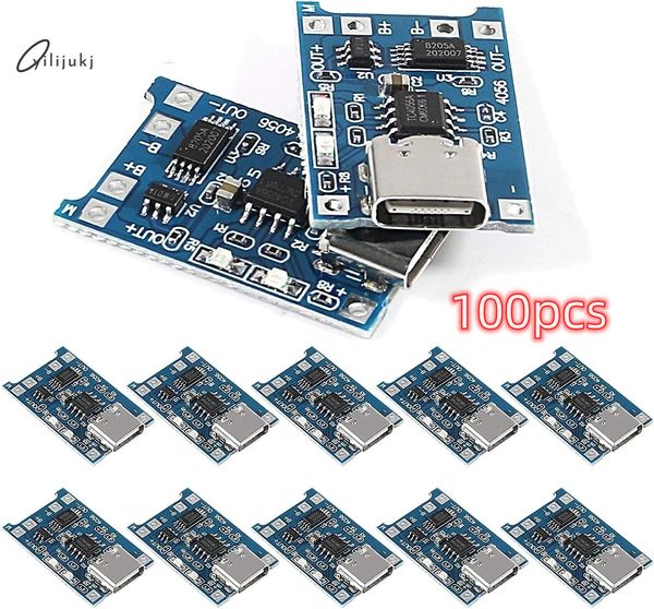 100 Uds 1A 18650 Placa de protección de batería de litio tipo c/Micro/Mini módulo de carga USB con módulo de protecciónUn módulo de placa