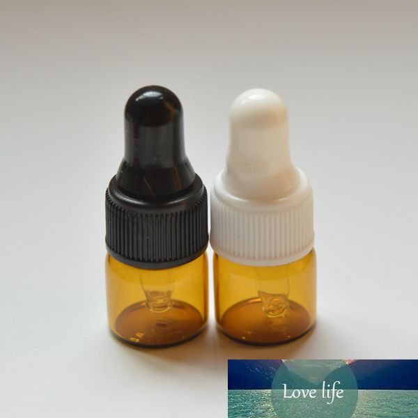 Frasco de muestra de Perfume de botella de vidrio ámbar de 1ml de 100 Uds. Para aceite esencial, Mini botella portátil pequeña, envío gratis