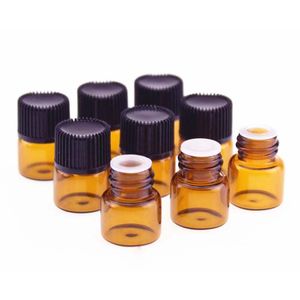 100 stcs 1 ml DRAM's Amber/heldere glasverpakkingsflessen met plastic deksel invoegen etherische olie in flesjes parfum monster testfles 2 ml 3 ml cosmetische containers van 5 ml