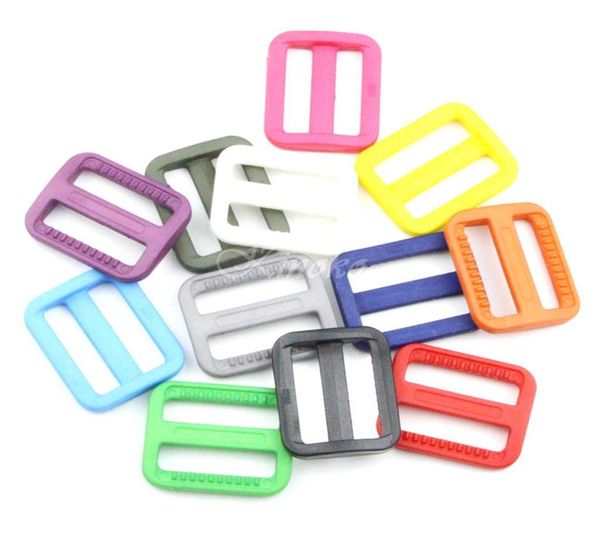 100 Uds. 1quot 25mm Color plástico TriGlides deslizador hebillas ajustables cierres para mochilas correas bolsa gato perro Collar DIY Access5545942