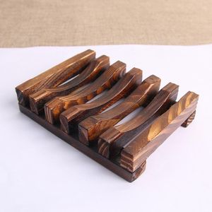 100 pcs 2 Couleurs 11 CM Vintage En Bois Porte-Savon Titulaires Vidange Plateau Salle De Bains Douche Plaque Stand Boîte Plat De Bain