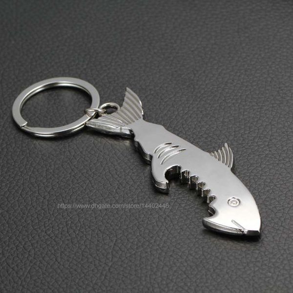 100 pièces 2 en 1 porte-clés décapsuleur créatif requin poisson porte-clés ouvre-bière porte-clés anneau ouvre-boîte alliage forme de requin