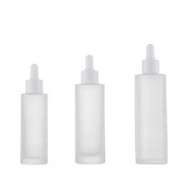 100 Uds 20/30/40/50ml botella de vidrio esmerilado pipeta blanca cuentagotas botellas de aceite esencial botellas de esencia cosmética