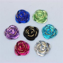 100pcs 20 mm Rose Fleurie de fleurs en acrylique strass de plats cristallins Bijoux artisanat décoration diy zz2172932
