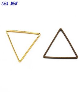 Connecteurs de cercle triangulaire en cuivre de 24mm, 100 pièces, Bronze Antique, argent, laiton, or, bijoux à bricoler soi-même, accessoires 4824821