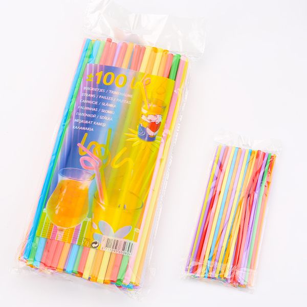 Pailles à boire incurvées en plastique jetables colorées, 100 pièces, 25.6cm, accessoires de boisson pour Bar, fête de mariage, paille réutilisable pour anniversaire