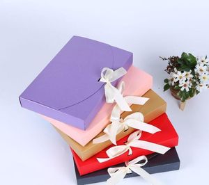 Caja de regalo grande de 100 Uds., 26x17,5x3,5 cm, botella cosmética, bufanda, embalaje de ropa, papel de Color con cinta, embalaje de ropa interior