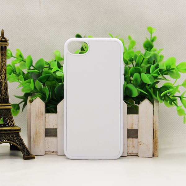 100pcs 2D Dur PC Sublimation Téléphone Cas pour iPhone6 6plus 7 7plus avec Insert En Métal Blanc DIY Conception Couverture Arrière Logement