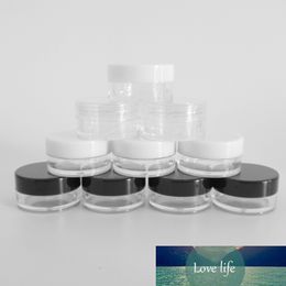 100 stks 2G 3G 5G JAR Make Up Jar Cosmetische Sample Lege Container Plastic Ronde Deksel Kleine fles met zwarte witte duidelijke dop