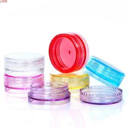 100 Stück 2 g Fabrikverkauf, mehrfarbig, leere Kunststoff-Kosmetik-Make-up-Glastöpfe, transparente Probenflaschen, Lidschatten-Creme, Lippenbalsam, Aufbewahrungsbox