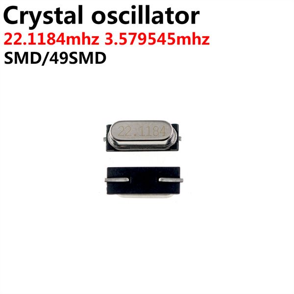 100pcs 3.579545MHz 22.1184MHz Cuarzo Resonador de cristal Oscilador pasivo HC 49S SMD