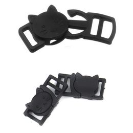 100 pièces 3/8 "(11mm) boucle tête de chat sécurité rupture collier de chat en plastique noir Paracord sangle accessoires pour vêtements