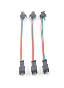 100 Uds 3 pines JST SM macho a hembra Cable conector LED para WS2812B WS2811 5050 RGB lámpara de tira LED con 10cm de largo Wire8487028