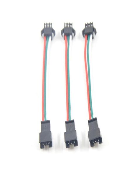 100 Uds 3 pines JST SM macho a hembra Cable conector LED para WS2812B WS2811 5050 RGB lámpara de tira LED con 10cm de largo Wire5823153