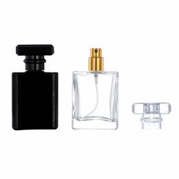 Bouteille de parfum vide en verre noir transparent de 30ml, 100 pièces, atomiseur de pulvérisation, bouteilles pouvant être remplies, boîte de pulvérisation