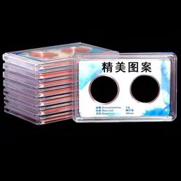 100PCS 30mm Munt Houder Display Case Organizer Collectie Box Protector 2-Grid Herdenkingsmunt Opslag Houders Veilig spaarpot