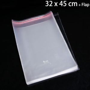 100pcs 32 x 45 cm Sacs en plastique auto-adhésif clair pour aliments frais d'emballage de frais d'emballage de bijoux