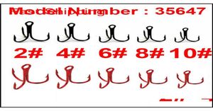 100pcs 35647 High Carbon Steel Treble Fishing Hooks Red Black Round Bent Triple Hard Qylorj Bdepack20018828628