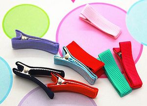 DIY Allen bedekt Lint Haar Clip Accessoires 35mm Volledig gevoerd Alligator Double Prong Clips Meisje Haarbogen Bloemen Haarband 100 stks FJ3228