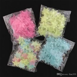 100 pièces 3D étoiles Stickers muraux maison lueur dans le noir lumineux Fluorescent pour enfants bébé chambre chambre plafond décor à la maison