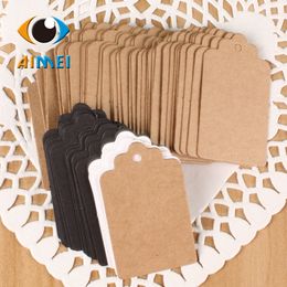 Cabezal de onda de 3x5 cm en blanco Kraft Paper Etiquetas para colgar para hornear tarjetas de deseos en blanco para etiquetas de papel de papel hechas a mano Lista de precios de regalo