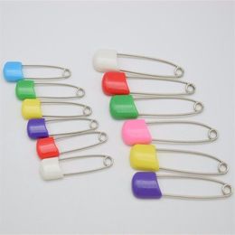 Épingles à couches pour bébé, 100 pièces, 40mm 55mm, tête de sécurité en plastique colorée, Lot entier282b