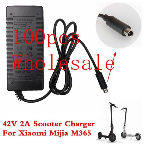 100 pièces 42V 2A chargeur de Scooter chargeur adaptateur d'alimentation pour Xiaomi Mijia M365 Scooter électrique planche à roulettes prise ue/AU/royaume-uni