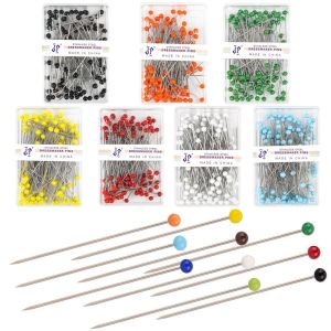 100pcs 45 mm Colorful Round Pearl Head aiguilles Poux droits Puss à coudre pour les épingles de couture bricolage DIY OUTILS Positionnement