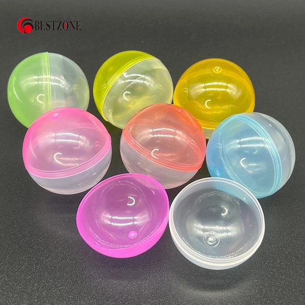 100pcs 45 mm Capsules de jouets PP en plastique à moitié transparent coloré rond surprise Ball Easy Open Lock Amusement pour distributeur automatique 240422