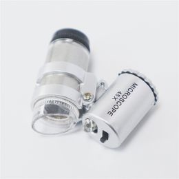 100 stks 45x Juwelier Pocket Microscope Doek Meten Analyse Vergrootglas Vergrootglas Detector Sieraden Loupe 2 LED Licht Verstelbare Focus