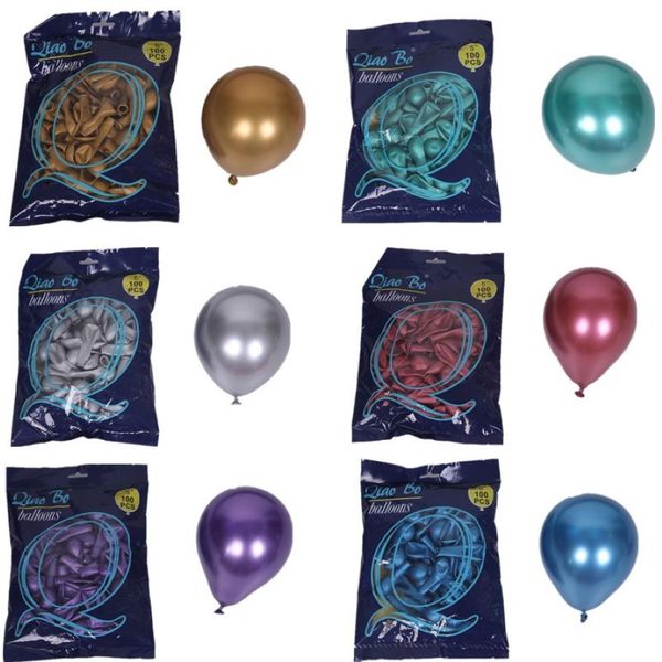 100pcs 5 pulgadas de color metal de metal globo de látex romántico cromo dorado globos plateados decoración de la fiesta de cumpleaños de boda globos 102812